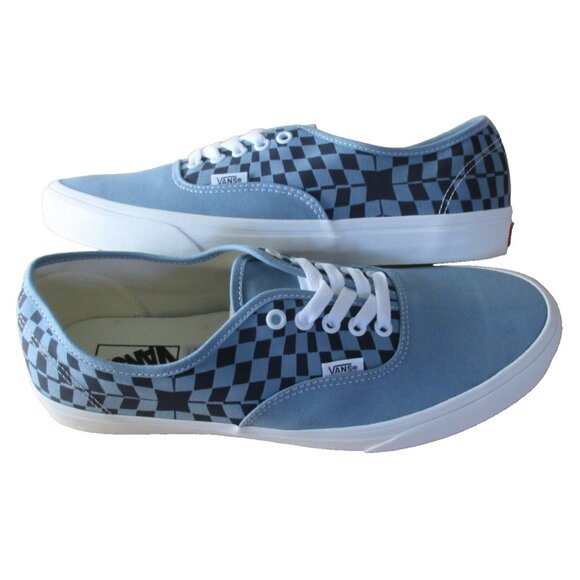 Vans Men's Authentic Warped Checkerboard Blue White Skate Boat shoes Sizes NIB - Picture 1 of 7